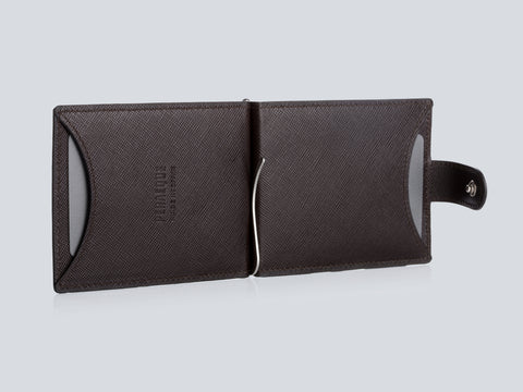 Small Men's Wallet Chocolate Perspective Open
