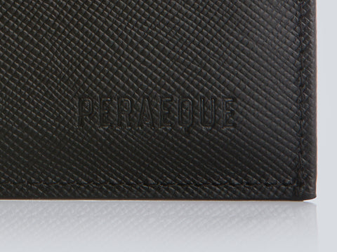 Compact Men's Wallet Black Embossed Detail