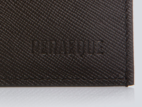 Compact Men's Wallet Chocolate Embossed Detail