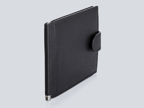 Small Men's Wallet Black Perspective Closed