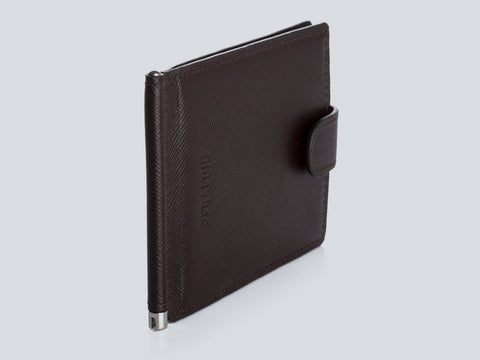Small Men's Wallet Chocolate Perspective Closed