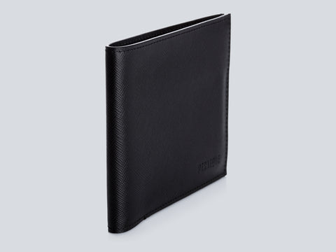 Compact Men's Wallet Black Front Perspective Closed