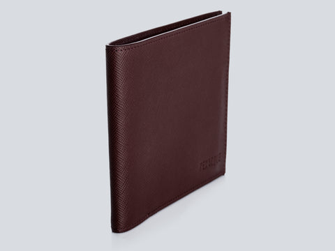 Compact Men's Wallet Burgundy Perspective Closed
