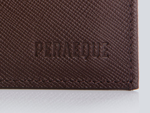 Compact Men's Wallet Burgundy Embossed Detail
